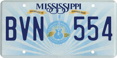 MS license plate BVN554