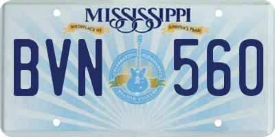 MS license plate BVN560