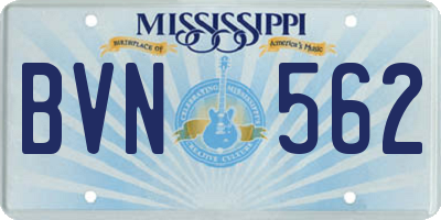 MS license plate BVN562