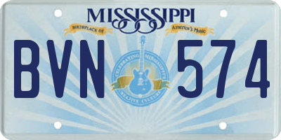 MS license plate BVN574