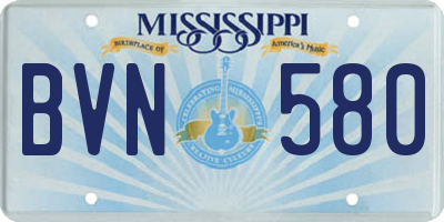 MS license plate BVN580