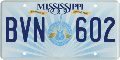 MS license plate BVN602