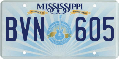 MS license plate BVN605