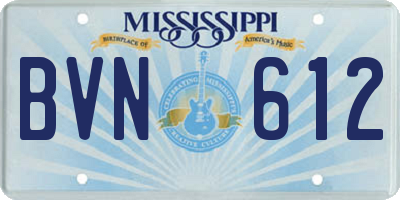 MS license plate BVN612