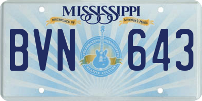 MS license plate BVN643