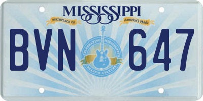 MS license plate BVN647