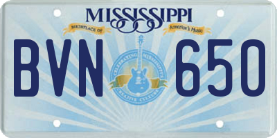 MS license plate BVN650