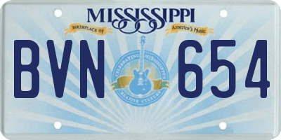 MS license plate BVN654