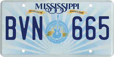 MS license plate BVN665