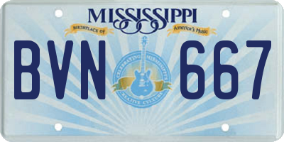MS license plate BVN667