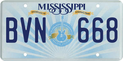 MS license plate BVN668