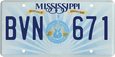MS license plate BVN671