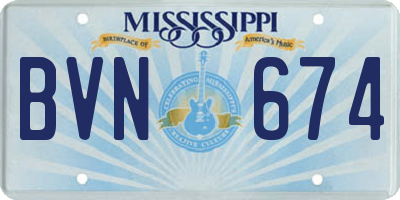 MS license plate BVN674