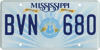 MS license plate BVN680