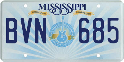 MS license plate BVN685
