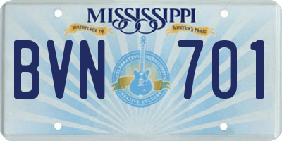 MS license plate BVN701