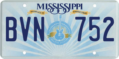 MS license plate BVN752