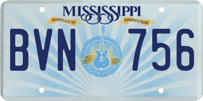 MS license plate BVN756