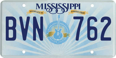 MS license plate BVN762
