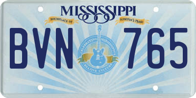 MS license plate BVN765