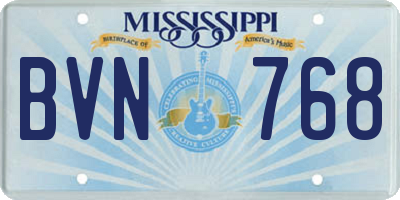 MS license plate BVN768