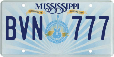 MS license plate BVN777