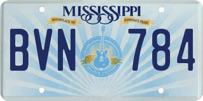 MS license plate BVN784