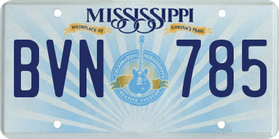 MS license plate BVN785