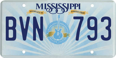 MS license plate BVN793
