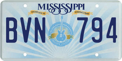 MS license plate BVN794