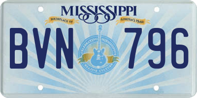 MS license plate BVN796