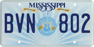 MS license plate BVN802
