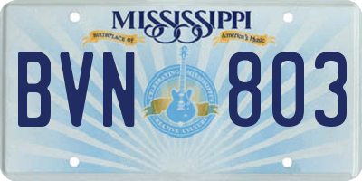 MS license plate BVN803
