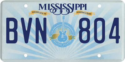 MS license plate BVN804