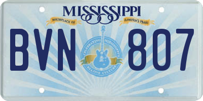 MS license plate BVN807