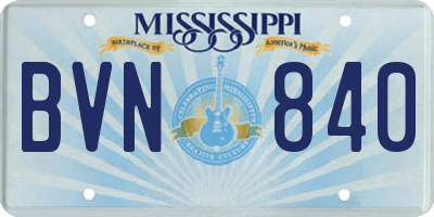 MS license plate BVN840