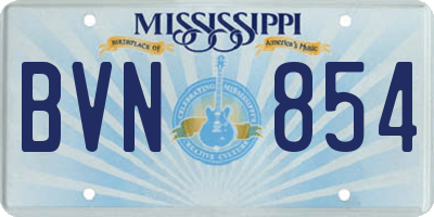 MS license plate BVN854