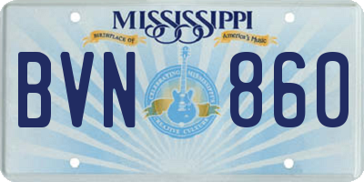 MS license plate BVN860