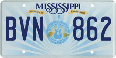 MS license plate BVN862