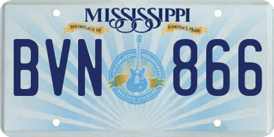 MS license plate BVN866