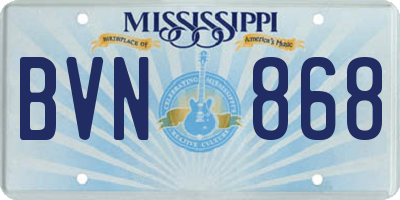 MS license plate BVN868
