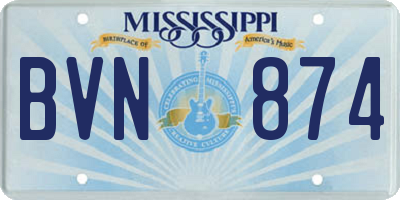 MS license plate BVN874