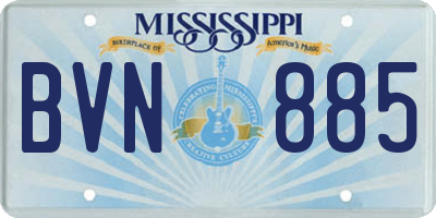 MS license plate BVN885
