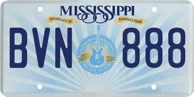 MS license plate BVN888