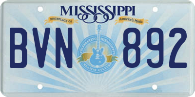 MS license plate BVN892