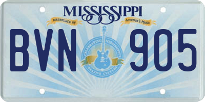 MS license plate BVN905
