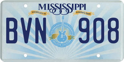 MS license plate BVN908