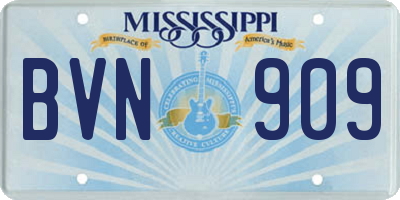 MS license plate BVN909