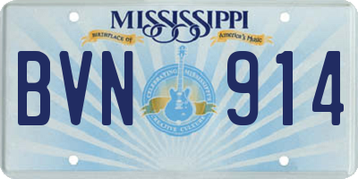 MS license plate BVN914