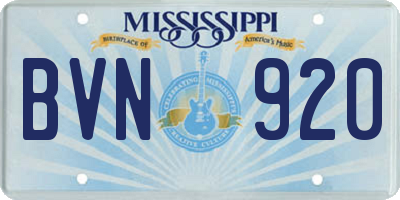 MS license plate BVN920